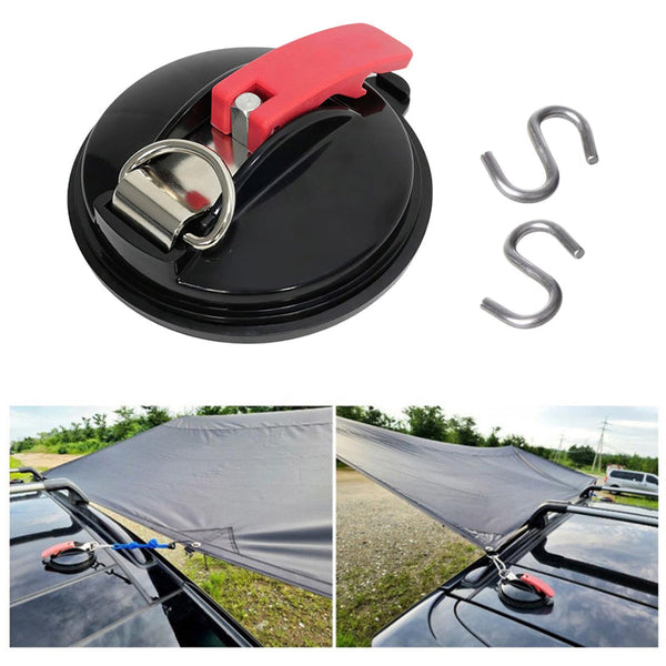 4 Pack Orange Plate + Black Buckle Heavy Duty Suction Cup Anchors With Hooks For Car Side And Camping Tarps Multifunctional Tie Down Points Outdoor Ro