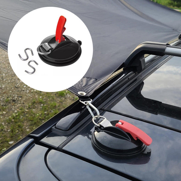 4 Pack Deep Blue Dial + Black Buckle Heavy Duty Suction Cup Anchors With Hooks For Car Side And Camping Tarps Multifunctional Tie Down Points Outdoor