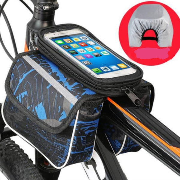 Red Bicycle Top Tube Frame Bag With Detachable Touch Screen Phone Holder Waterproof Double Pouch Cycling Saddle For Mountain Bikes Bags & Panniers