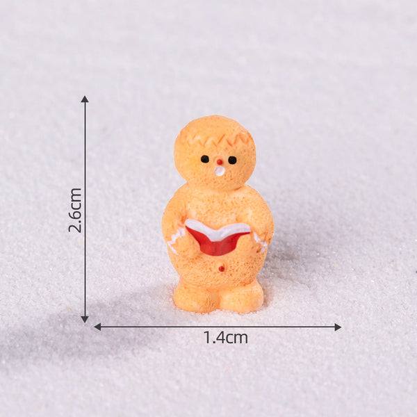 Yellow Gingerbread Man 5 Pack Miniature Christmas Figurines Diy Micro Landscape Decoration Accessories Cute Resin Ornaments For Holiday Crafts Seasona