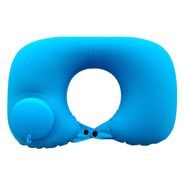 2 Pcs Sky Blue Inflatable Travel Neck Pillow Press To Inflate U Shape Soft Flocking Support Cushion For Airplane Car & Camping Portable Pump Design Pi