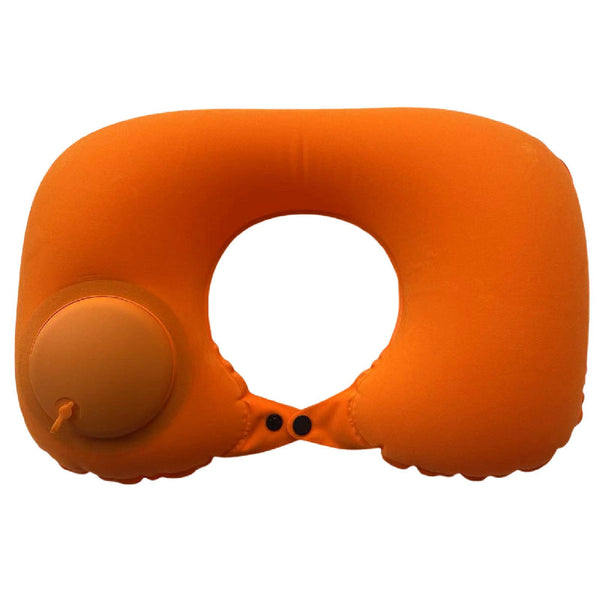 2 Pcs Orange Inflatable Travel Neck Pillow Press To Inflate U Shape Soft Flocking Support Cushion For Airplane Car & Camping Portable Pump Design Pill