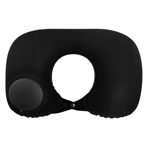 2 Pcs Black Inflatable Travel Neck Pillow Press To Inflate U Shape Soft Flocking Support Cushion For Airplane Car & Camping Portable Pump Design Pillo