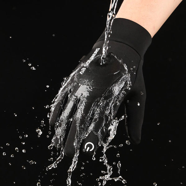 Grey Winter Thermal Gloves For Men Outdoor Cycling Driving Waterproof Touch Screen Warm Fleece Lining Anti Slip(Size:L) Gloves & Mittens
