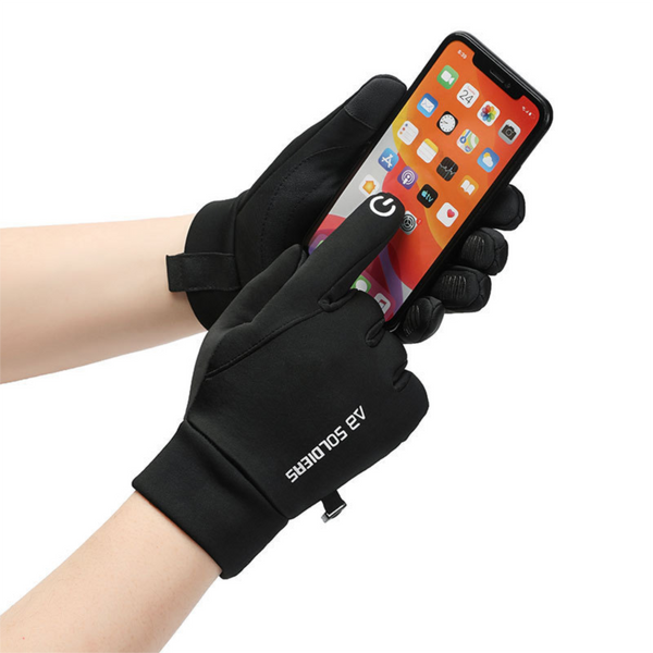 Grey Winter Thermal Gloves For Men Outdoor Cycling Driving Waterproof Touch Screen Warm Fleece Lining Anti Slip(Size:L) Gloves & Mittens
