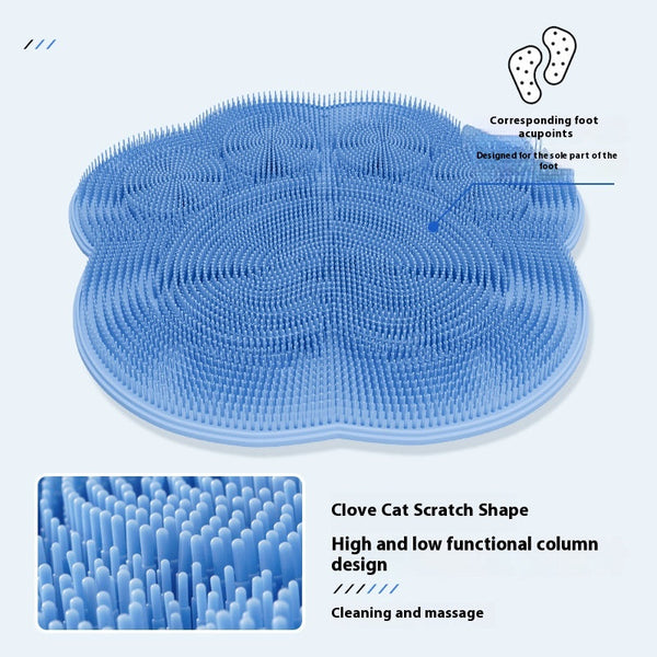 2 Pcs Blue Cat Paws Non Slip Tpe Shower Mat With Foot Scrubber And Suction Cups Large Massage Bath For Bathroom 30Cm X Non Slip Appliqués & Mats
