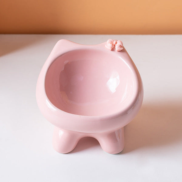 Pink Ceramic Elevated Cat Bowl Tilted Raised Pet Feeder With Anti Slip Base Cute Design For Wet Or Dry Food Ideal Australian Pets Cat Bowls