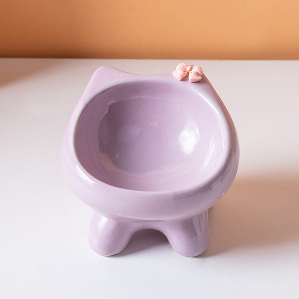 Purple Ceramic Elevated Cat Bowl Tilted Raised Pet Feeder With Anti Slip Base Cute Design For Wet Or Dry Food Ideal Australian Pets Cat Bowls