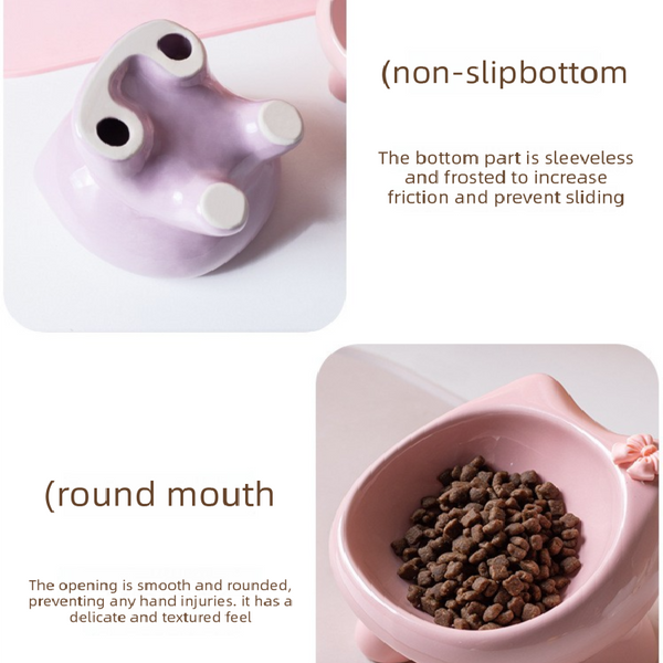 Purple Ceramic Elevated Cat Bowl Tilted Raised Pet Feeder With Anti Slip Base Cute Design For Wet Or Dry Food Ideal Australian Pets Cat Bowls