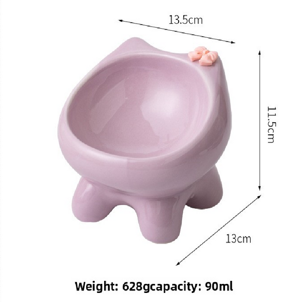 Beige Ceramic Elevated Cat Bowl Tilted Raised Pet Feeder With Anti Slip Base Cute Design For Wet Or Dry Food Ideal Australian Pets Cat Bowls