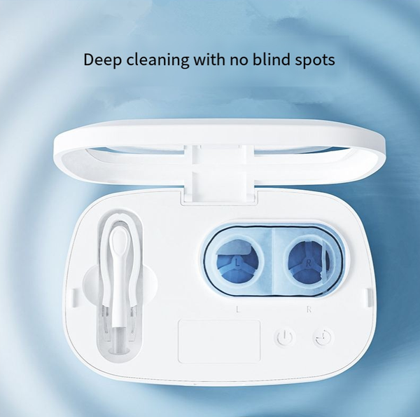 White Powder Gradient Ultrasonic Contact Lens Cleaner Machine Automatic Washer Case With Uv Light Led Display 4 Timer Modes Type Rechargeable Portable
