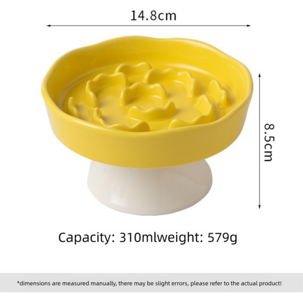 Pink Ceramic Elevated Slow Feeder Bowl Raised Pet Dish 310Ml Anti Vomit Puzzle Design For Cats And Small Dogs Healthy Digestion Sturdy Base Dishes Fee