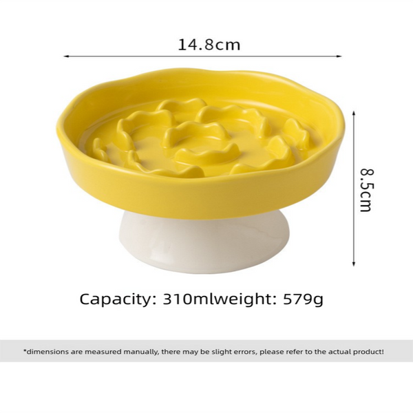Purple Ceramic Elevated Slow Feeder Bowl Raised Pet Dish 310Ml Anti Vomit Puzzle Design For Cats And Small Dogs Healthy Digestion Sturdy Base Dishes F