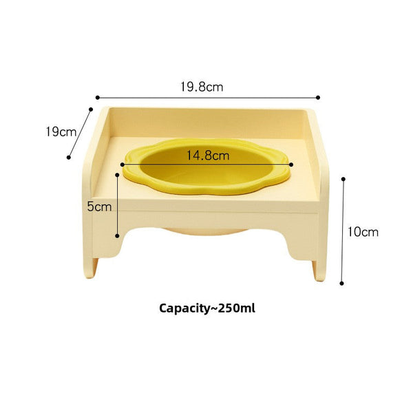 Yellow Ceramic Raised Cat Bowl With Splash Proof Stand 250Ml Elevated Pet Feeder For Kittens And Small Dogs Modular Interlocking Design Cat Bowls