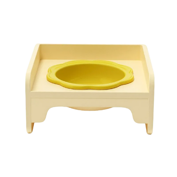 Yellow Ceramic Raised Cat Bowl With Splash Proof Stand 250Ml Elevated Pet Feeder For Kittens And Small Dogs Modular Interlocking Design Cat Bowls