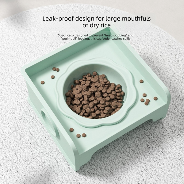 Yellow Ceramic Raised Cat Bowl With Splash Proof Stand 250Ml Elevated Pet Feeder For Kittens And Small Dogs Modular Interlocking Design Cat Bowls