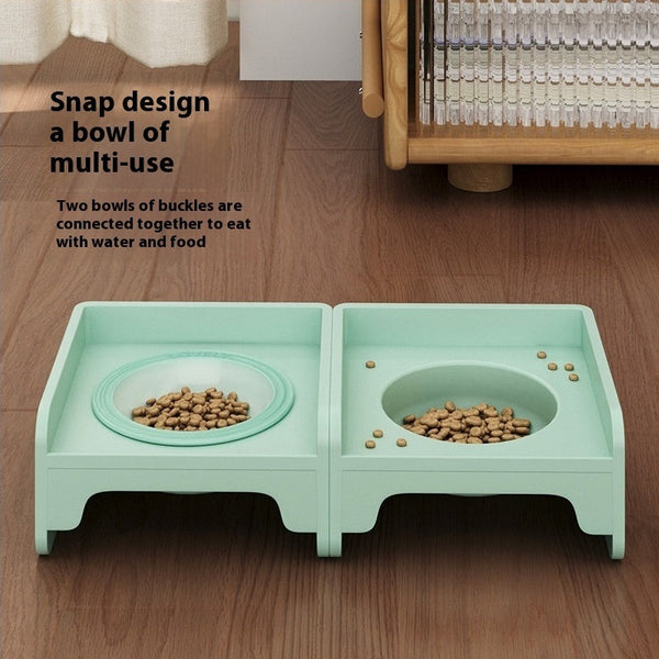 Yellow Ceramic Raised Cat Bowl With Splash Proof Stand 250Ml Elevated Pet Feeder For Kittens And Small Dogs Modular Interlocking Design Cat Bowls