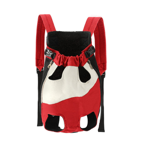 Red And White Two Tone Style Pet Carrier Backpack Front Chest Pack Legs Out Breathable Mesh For Small Dogs Cats Hiking Travel Hands Free Adjustable De