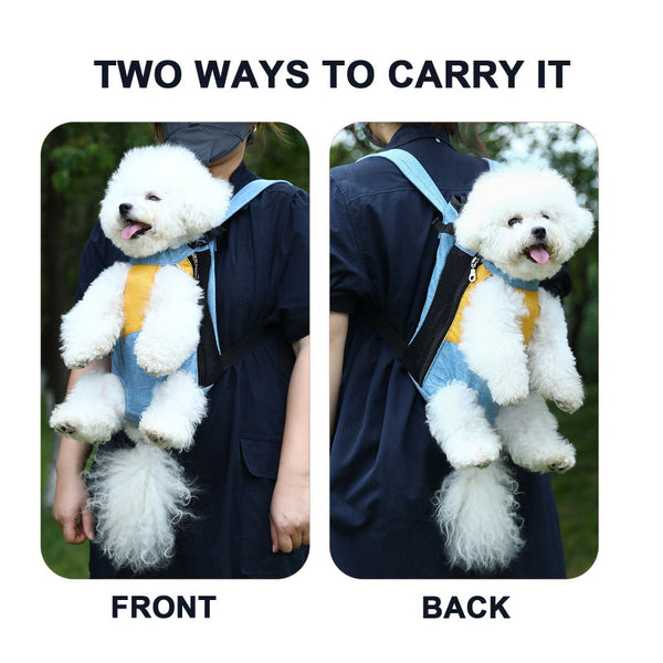 Red Denim Blue Pet Carrier Backpack Front Chest Pack Legs Out Breathable Mesh For Small Dogs Cats Hiking Travel Hands Free Adjustable Design(Size:S) P