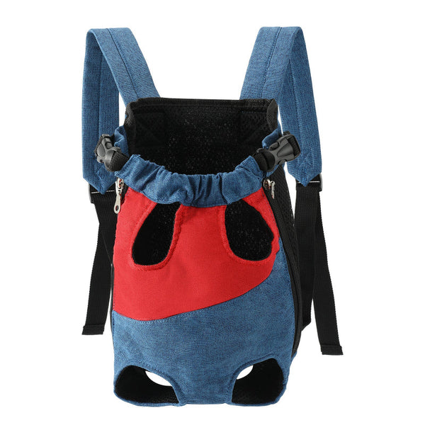 Red Denim Blue Pet Carrier Backpack Front Chest Pack Legs Out Breathable Mesh For Small Dogs Cats Hiking Travel Hands Free Adjustable Design(Size:M) P