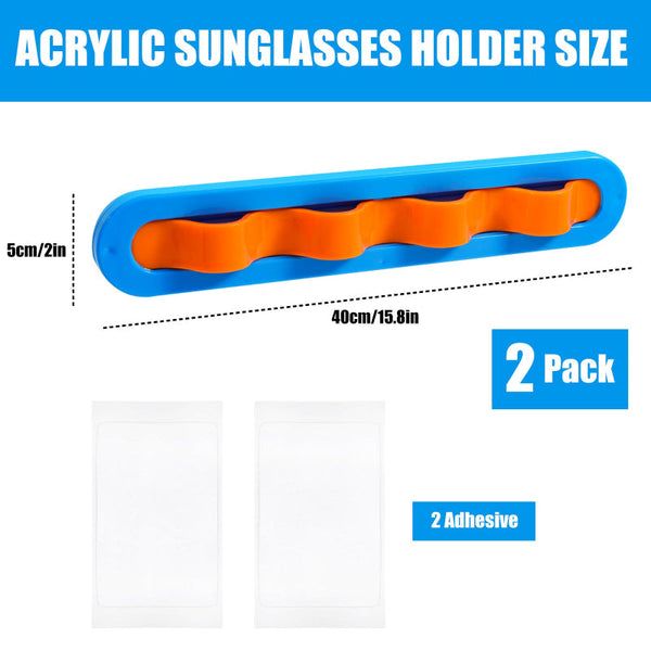 2 Pack Blue Acrylic Sunglasses Holder Wall Mounted Glasses Organizer Rack Self Adhesive Eyewear Display Stand For Home Office And Entryway Sunglasses
