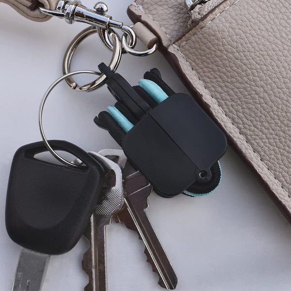 3 Pcs Black Hair Tie Organizer Keychain Compact Accessories Holder With Clip For Travel School Bag And Purse Keyrings