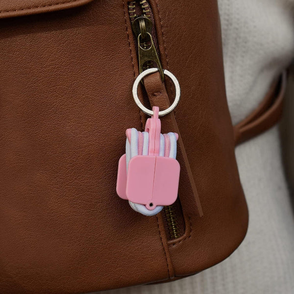 3 Pcs Black Hair Tie Organizer Keychain Compact Accessories Holder With Clip For Travel School Bag And Purse Keyrings
