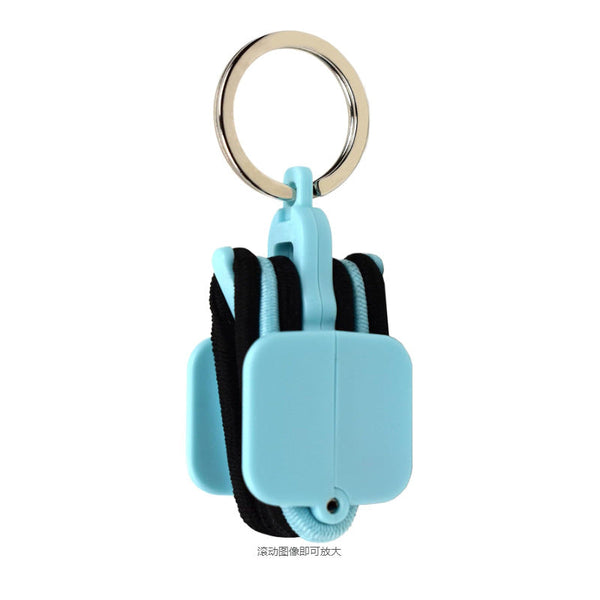 3 Pcs Blue Hair Tie Organizer Keychain Compact Accessories Holder With Clip For Travel School Bag And Purse Keyrings