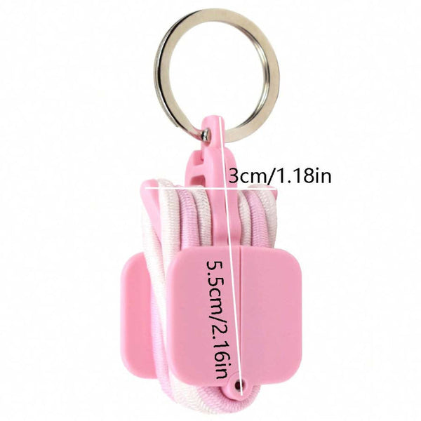 3 Pcs Blue Hair Tie Organizer Keychain Compact Accessories Holder With Clip For Travel School Bag And Purse Keyrings