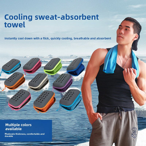 2 Pcs Sapphire Blue Instant Cooling Towel With Eva Case 30X90cm Breathable Ice Silk Sports Quick Dry For Gym Yoga And Outdoor Workouts Gym Towels