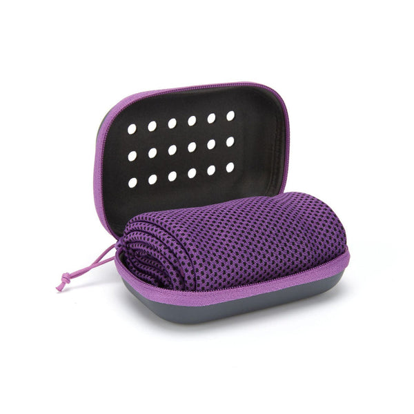 2 Pcs Purple Instant Cooling Towel With Eva Case 30X90cm Breathable Ice Silk Sports Quick Dry For Gym Yoga And Outdoor Workouts Gym Towels