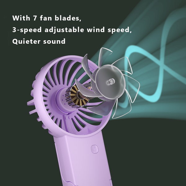 White 2 Pack Mini Portable Handheld Fan Foldable Desktop Personal Usb Rechargeable Pocket With 3 Speeds For Travel Office And Outdoor Portable Fans