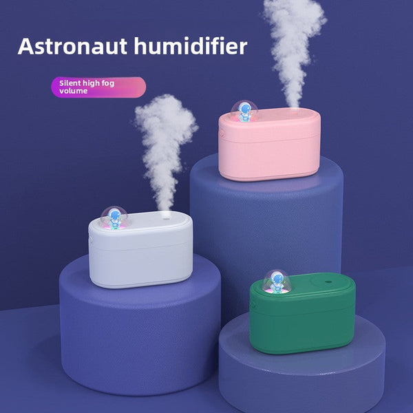 White Rechargeable Mini Astronaut Air Humidifier Usb Desktop Cool Mist With 7 Color Led Night Light For Bedroom And Office Humidifiers