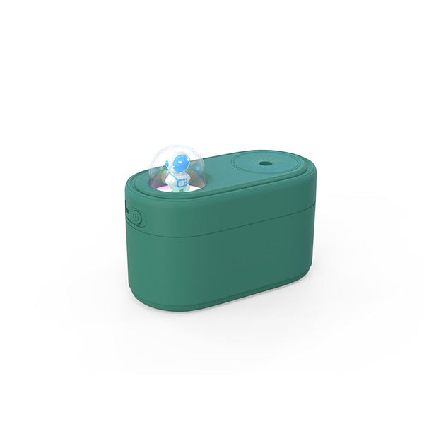Green Rechargeable Mini Astronaut Air Humidifier Usb Desktop Cool Mist With 7 Color Led Night Light For Bedroom And Office Humidifiers