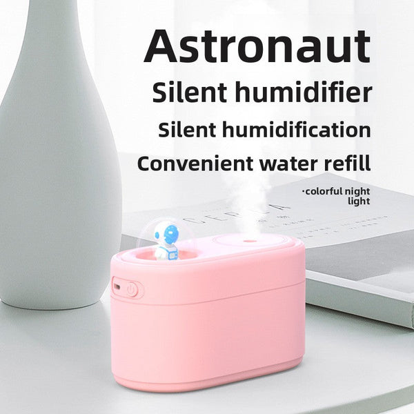 Green Rechargeable Mini Astronaut Air Humidifier Usb Desktop Cool Mist With 7 Color Led Night Light For Bedroom And Office Humidifiers
