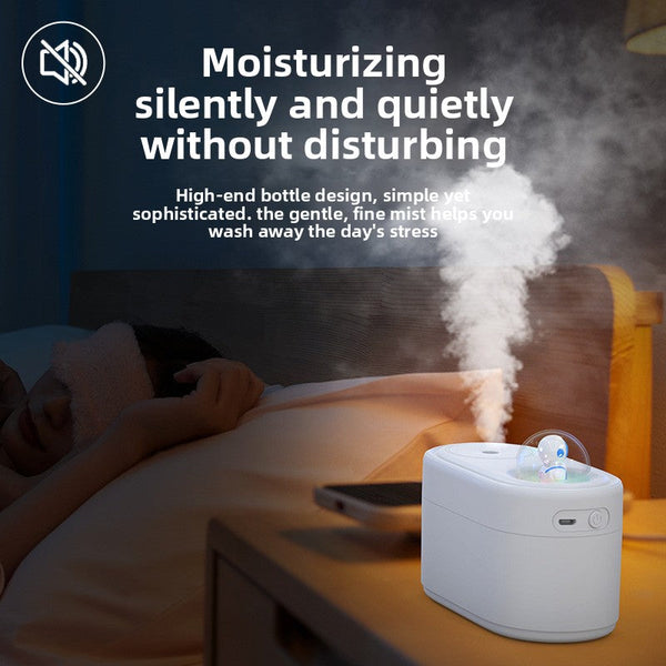 Green Rechargeable Mini Astronaut Air Humidifier Usb Desktop Cool Mist With 7 Color Led Night Light For Bedroom And Office Humidifiers