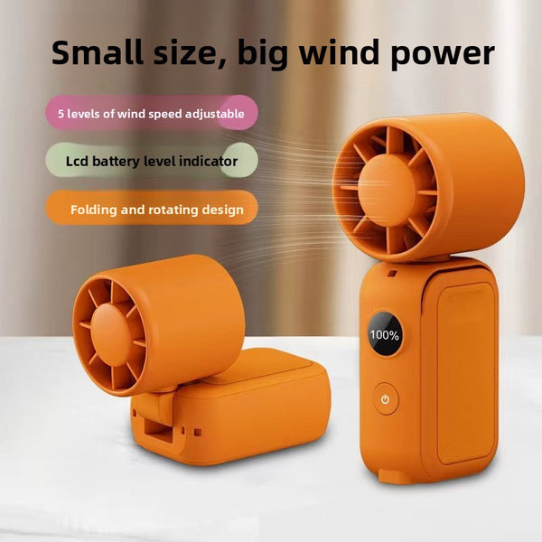 Black Handheld Fan 350 Degree Rotation Foldable Neck Hanging Waist With Magnetic Base Led Display Speed Personal Portable Fans