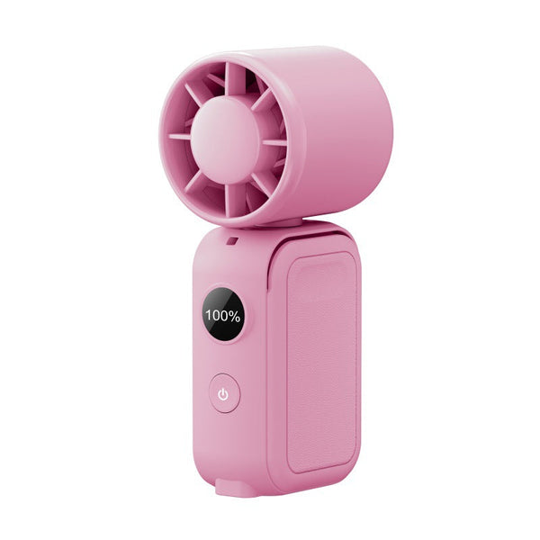Pink Handheld Fan 350 Degree Rotation Foldable Neck Hanging Waist With Magnetic Base Led Display Speed Personal Portable Fans