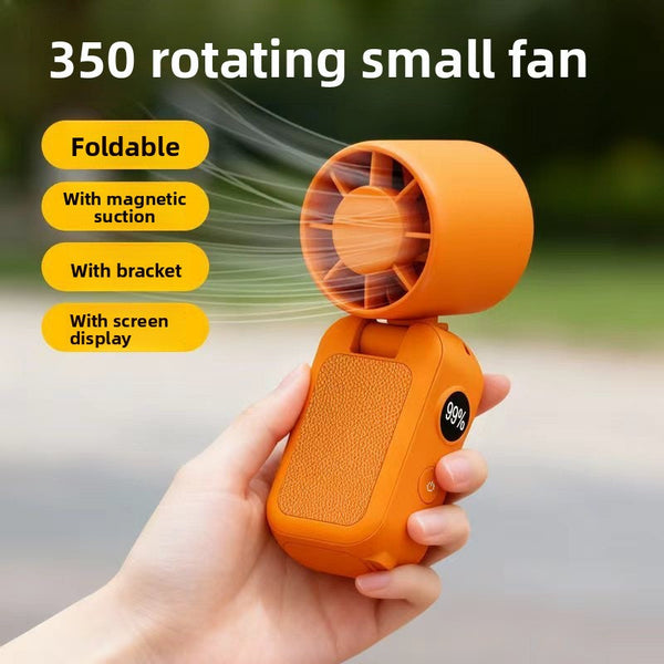 Pink Handheld Fan 350 Degree Rotation Foldable Neck Hanging Waist With Magnetic Base Led Display Speed Personal Portable Fans