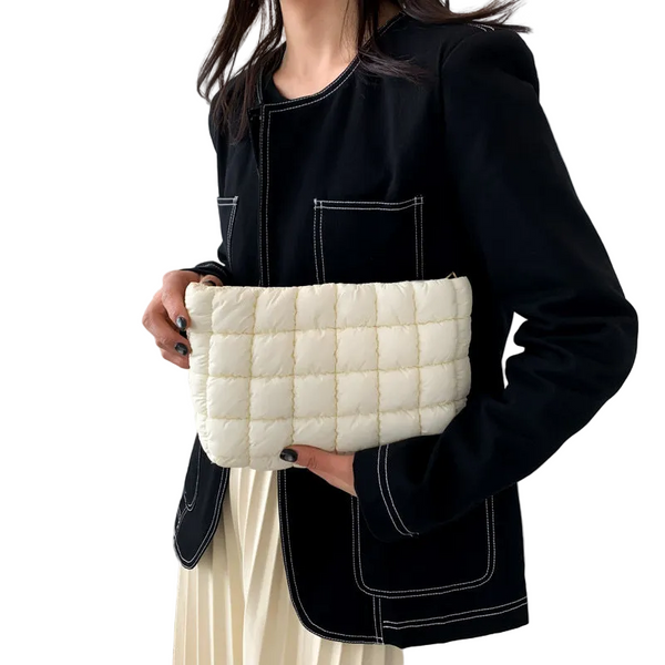 White Puffer Makeup Bag Quilted Pouch Cosmetic Organizer Soft Nylon Travel Toiletry Zipper Handbag For Women Makeup Bags & Cases