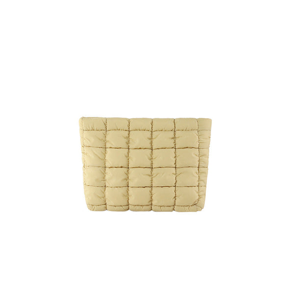 Khaki Puffer Makeup Bag Quilted Pouch Cosmetic Organizer Soft Nylon Travel Toiletry Zipper Handbag For Women Makeup Bags & Cases