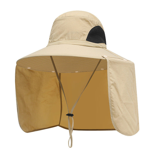 Khaki Upf 50+ Sun Protection Fishing Hat Wide Brim Neck Flap Quick Dry Bucket For Outdoor Hiking And Gardening Hats & Headwear