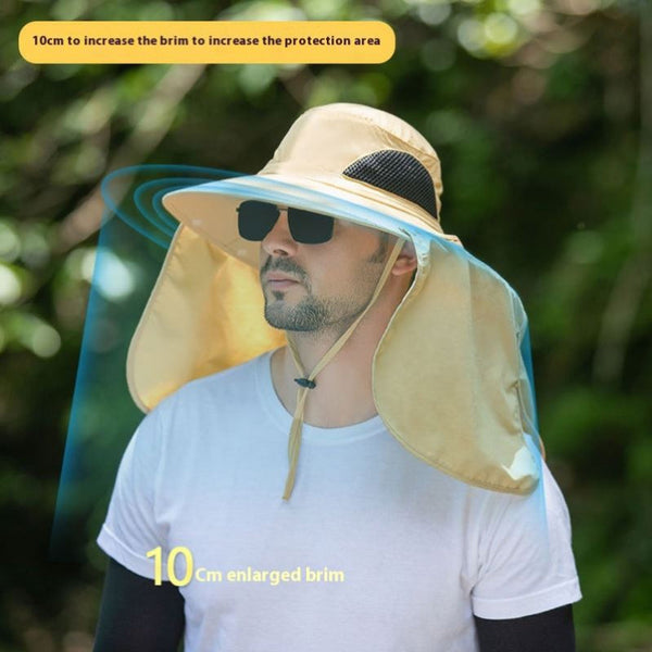 Khaki Upf 50+ Sun Protection Fishing Hat Wide Brim Neck Flap Quick Dry Bucket For Outdoor Hiking And Gardening Hats & Headwear