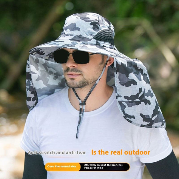 Khaki Upf 50+ Sun Protection Fishing Hat Wide Brim Neck Flap Quick Dry Bucket For Outdoor Hiking And Gardening Hats & Headwear