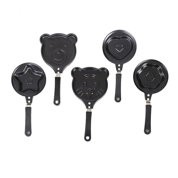 5 Pcs Mini Non Stick Egg Frying Pan Cartoon Shaped Omelette Cooker Mould For Breakfast Pancakes And Creative Cooking(Heart + Plum Blossom Five Pointed
