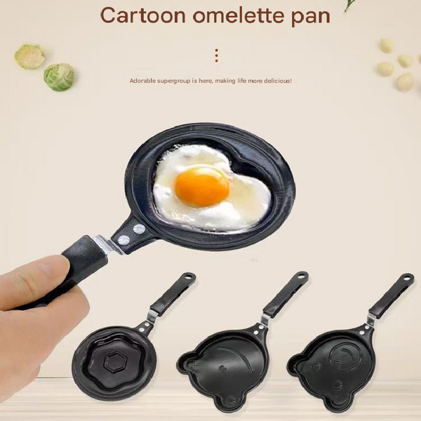 5 Pcs Mini Non Stick Egg Frying Pan Cartoon Shaped Omelette Cooker Mould For Breakfast Pancakes And Creative Cooking(Heart + Plum Blossom Five Pointed