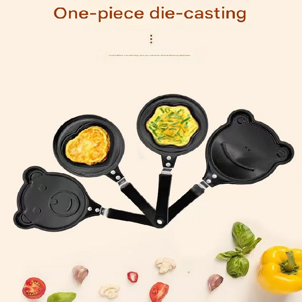 5 Pcs Mini Non Stick Egg Frying Pan Cartoon Shaped Omelette Cooker Mould For Breakfast Pancakes And Creative Cooking(Heart + Plum Blossom Five Pointed