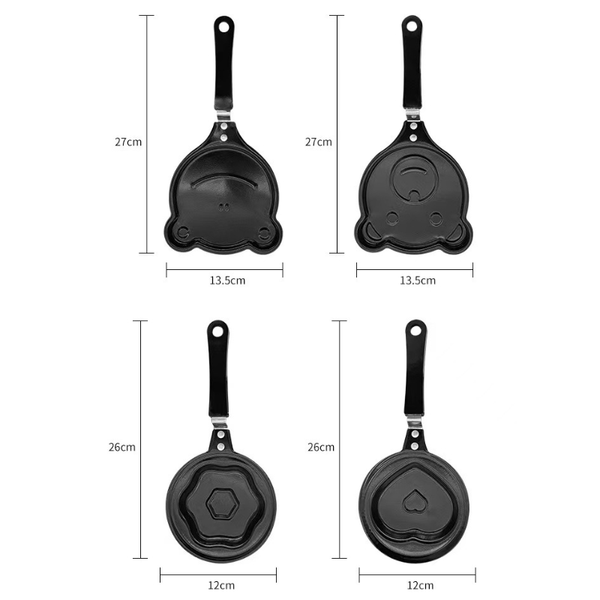 5 Pcs Mini Non Stick Egg Frying Pan Cartoon Shaped Omelette Cooker Mould For Breakfast Pancakes And Creative Cooking(Heart + Plum Blossom Five Pointed