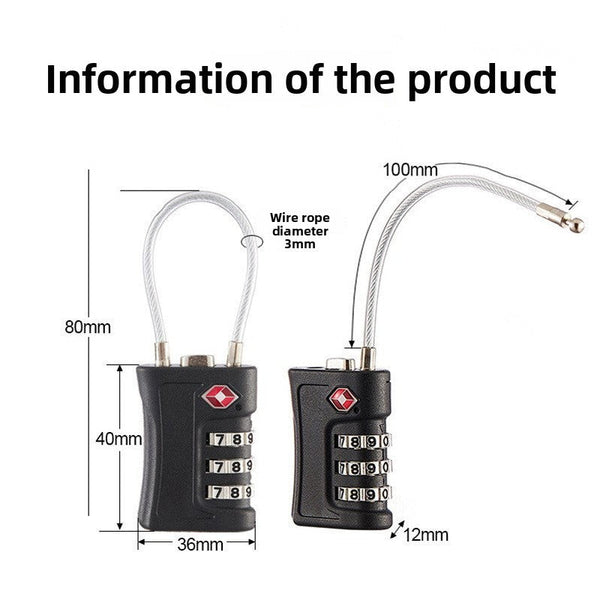 Wine Red Tsa Approved Cable Combination Padlock 3 Digit Security Lock For Travel Luggage Suitcase Gym Lockers Durable Steel Wire Australian Essential