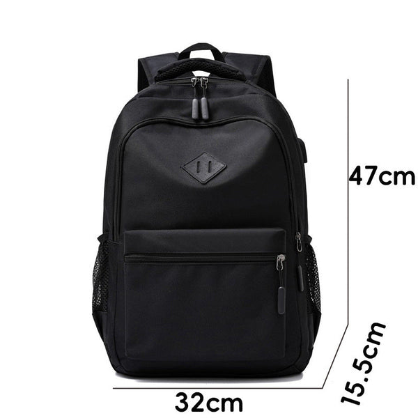 Black Large Capacity Laptop Backpack Water Resistant Travel Daypack With Usb Charging Port For University High School Students And Commuters Black Lap